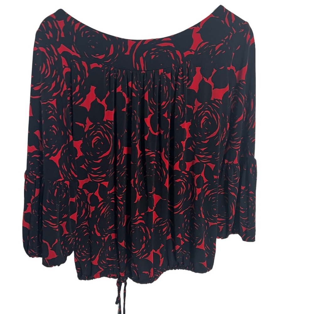 Worthington Stretch Black & Red Blouse Size Large